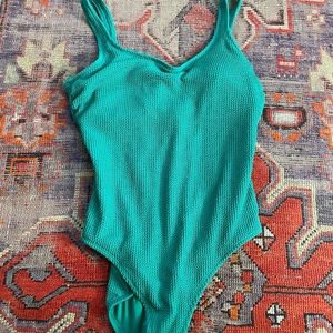 Time and Tru Women’s XL Green Crinkle Textured One-Piece Swimsuit